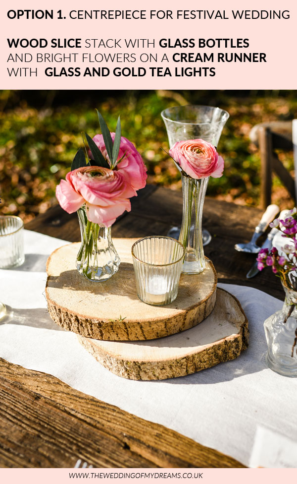 festival-wedding-centrepieces-tree-slices