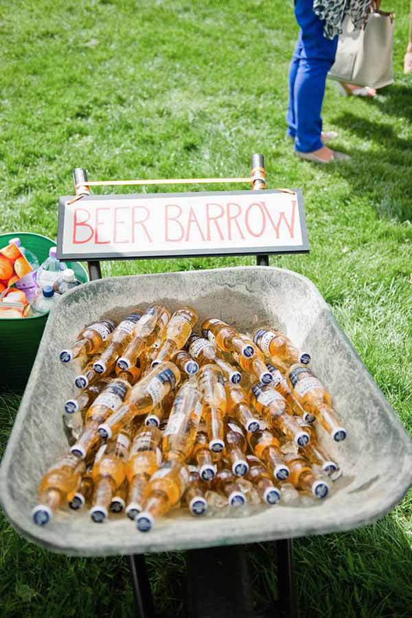wheelbarrow of beer festival wedding