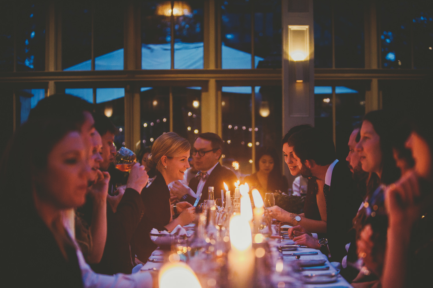 Long wedding tables candles Hampton Manor Passion for Flowers