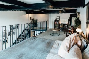 Industrial Living loft apartment bedroom