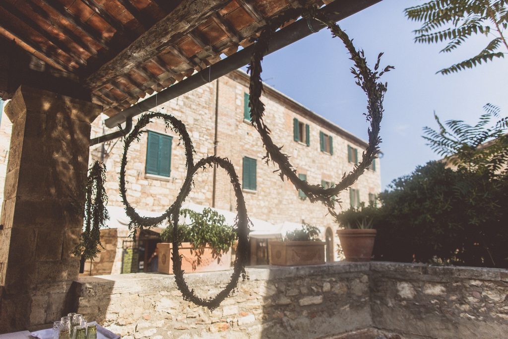 Hanging hoops foliage backdrop wedding