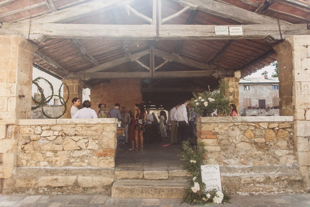 Outdoor wedding ceremony stone Bagno Vignoni Tuscany