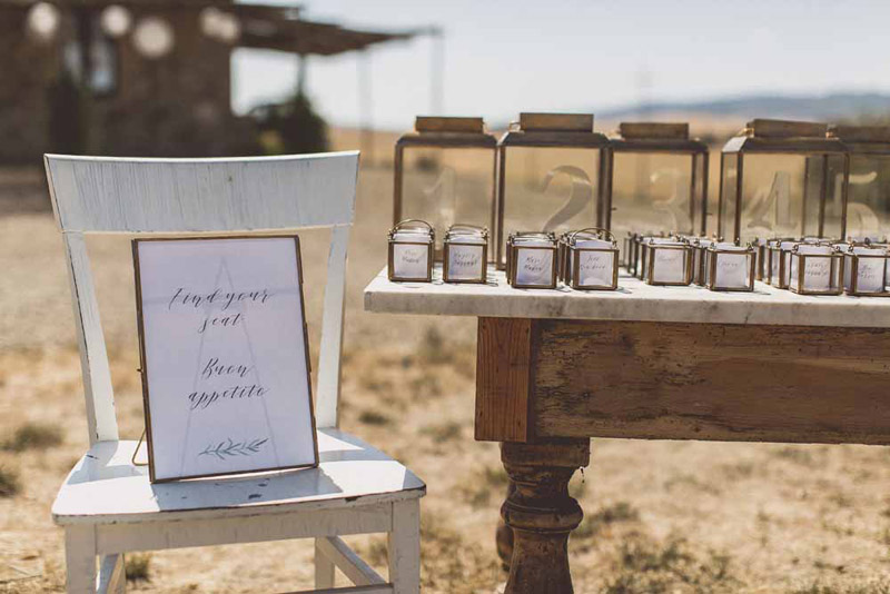 wedding escort cards brass lanterns 3