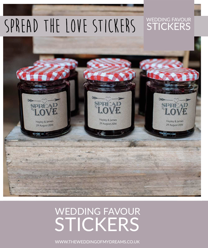 Spread the love jam chutney honey personalised wedding favour stickers