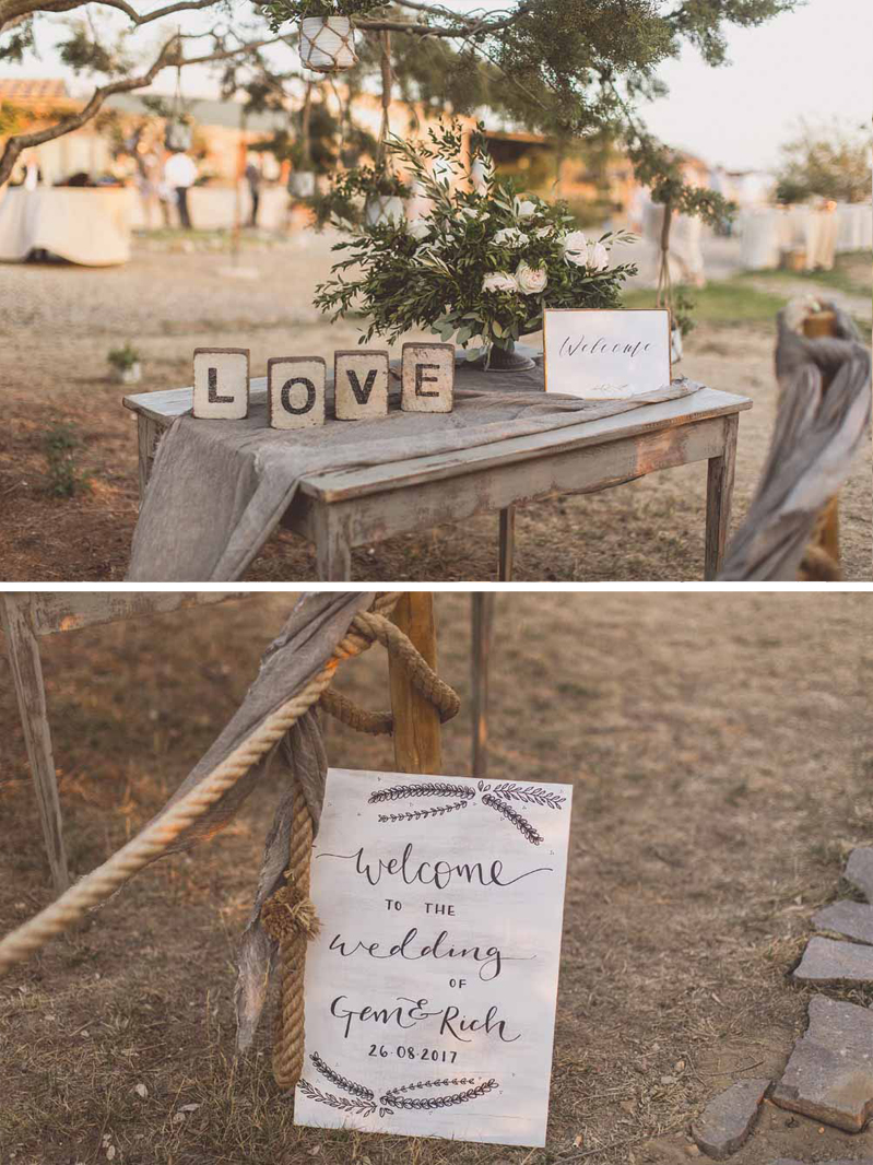 Wedding welcome table Locanda In Tuscany Destination Wedding