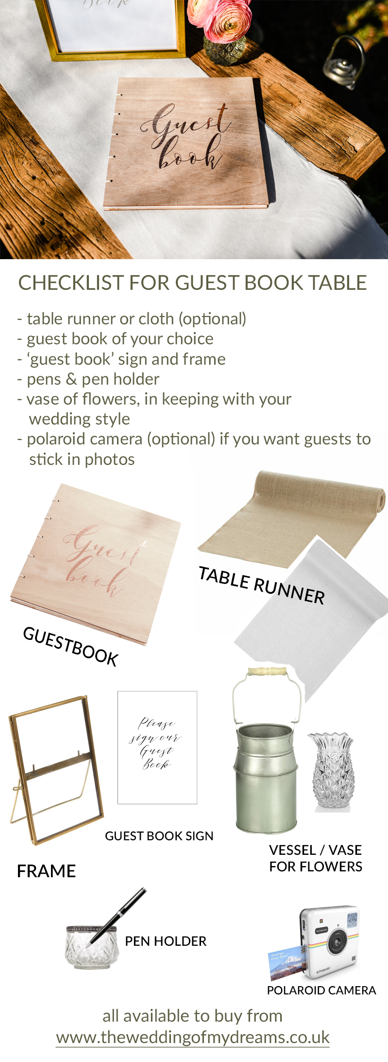 What to put on your wedding guest book table 