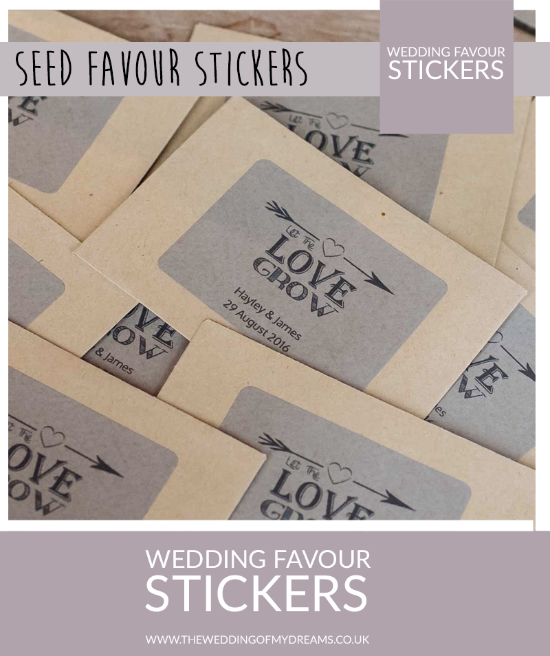 let the love grow seed packet personalised wedding favour stickers