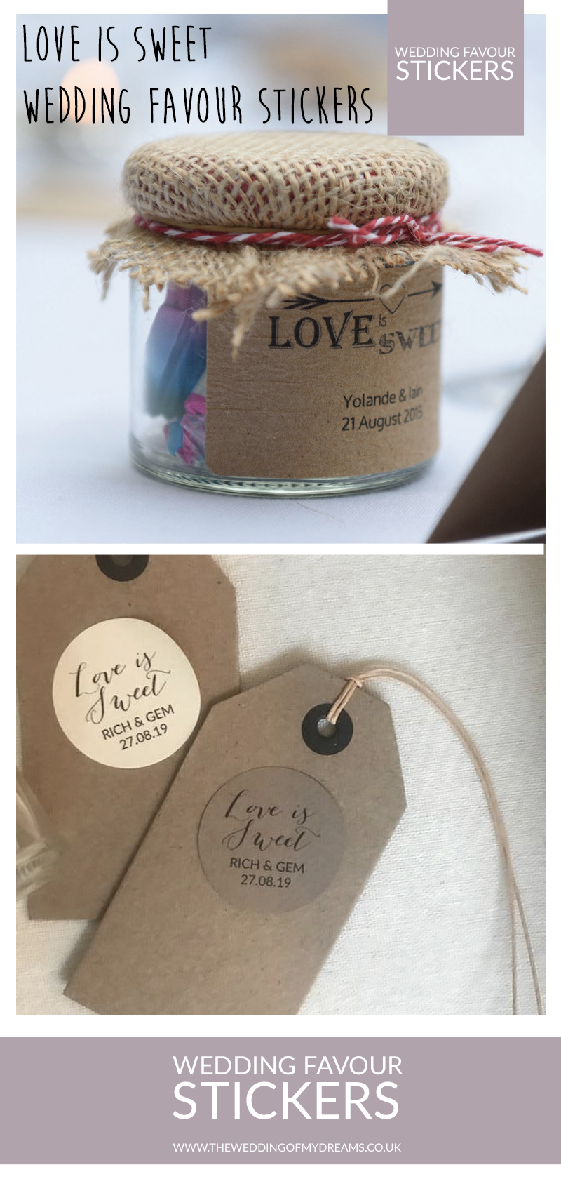 love is sweet personalised wedding favour stickers