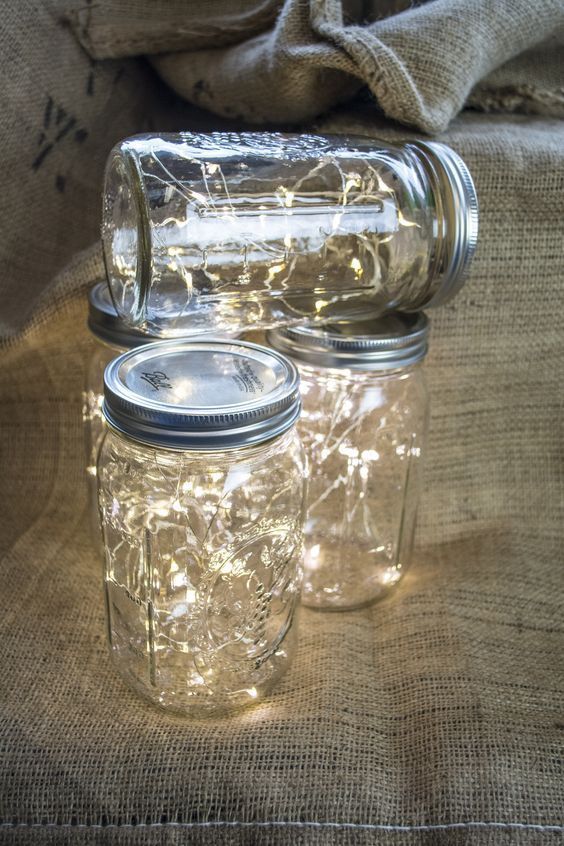 DIY lanterns led lights in mason jars