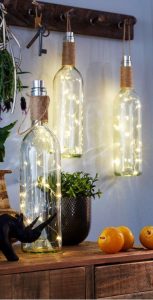 DIY wedding decorations LED lights in wine bottles