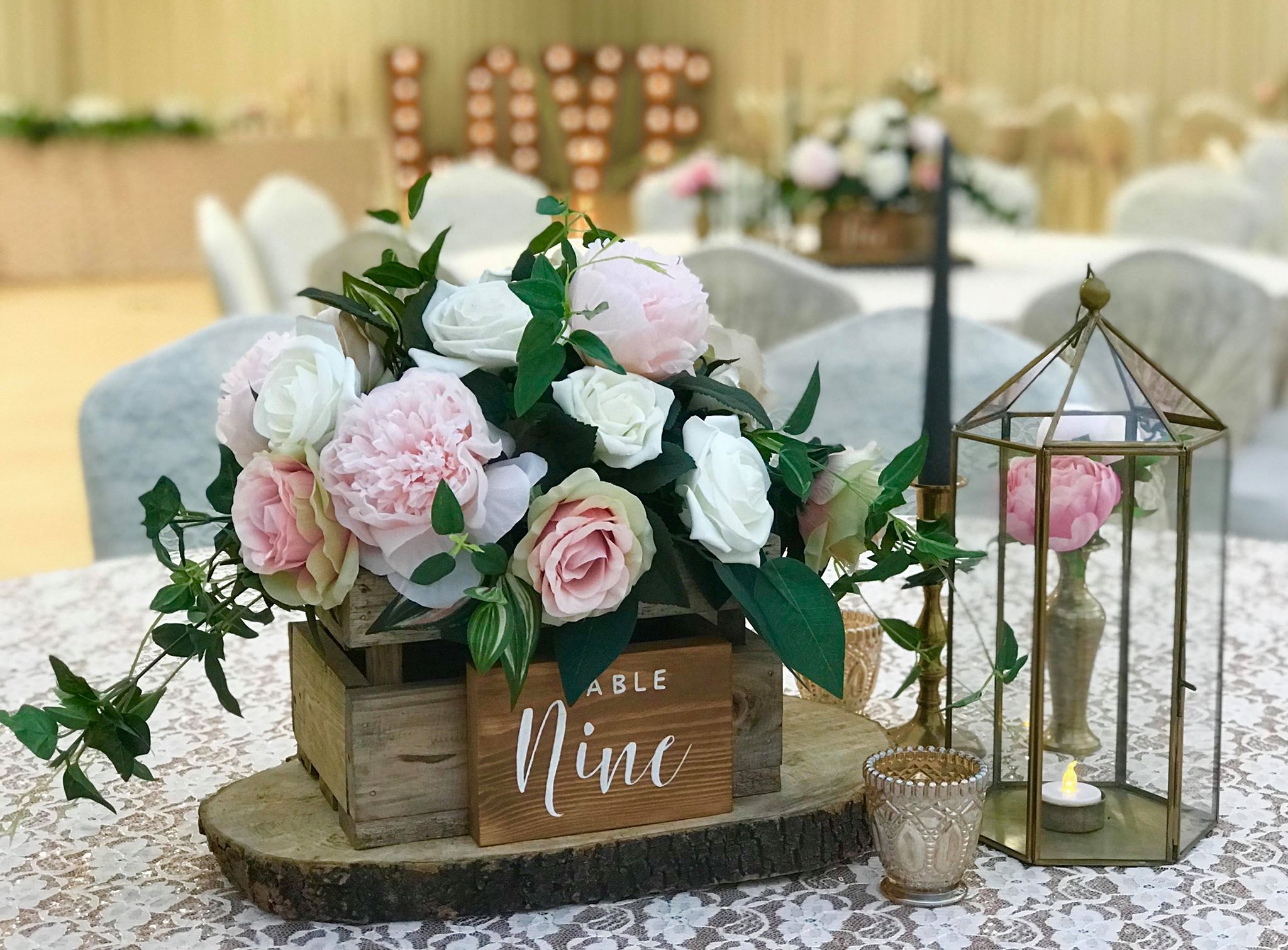 Rustic Wedding Centrepieces Wooden Boxes of Flowers