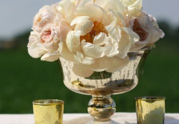 Gold footed bowl wedding centrepiece vases