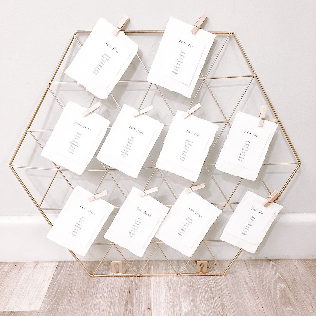 Gold wedding table plan frames