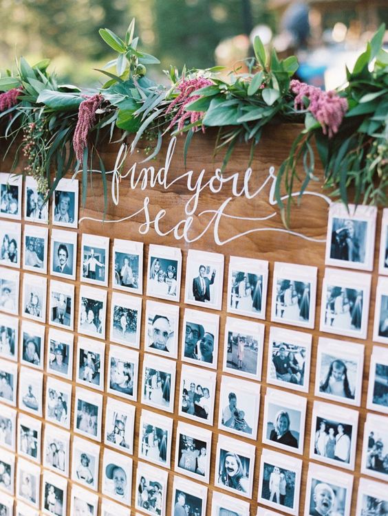 table plans with photos of each guest