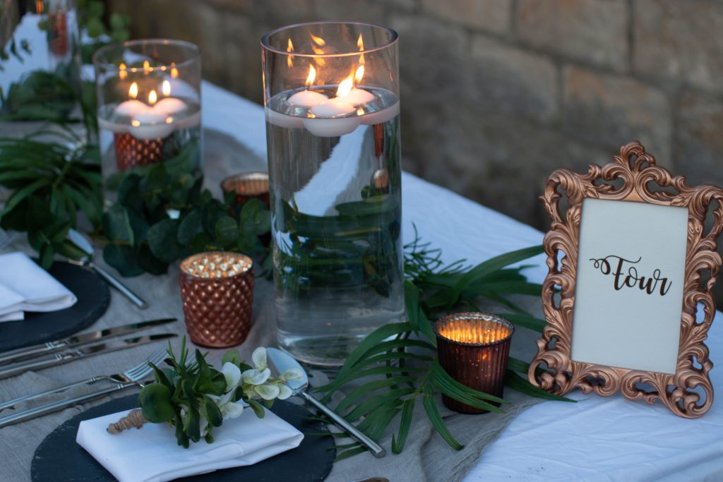 grey and copper wedding table decorations autumn wedding styling ideas