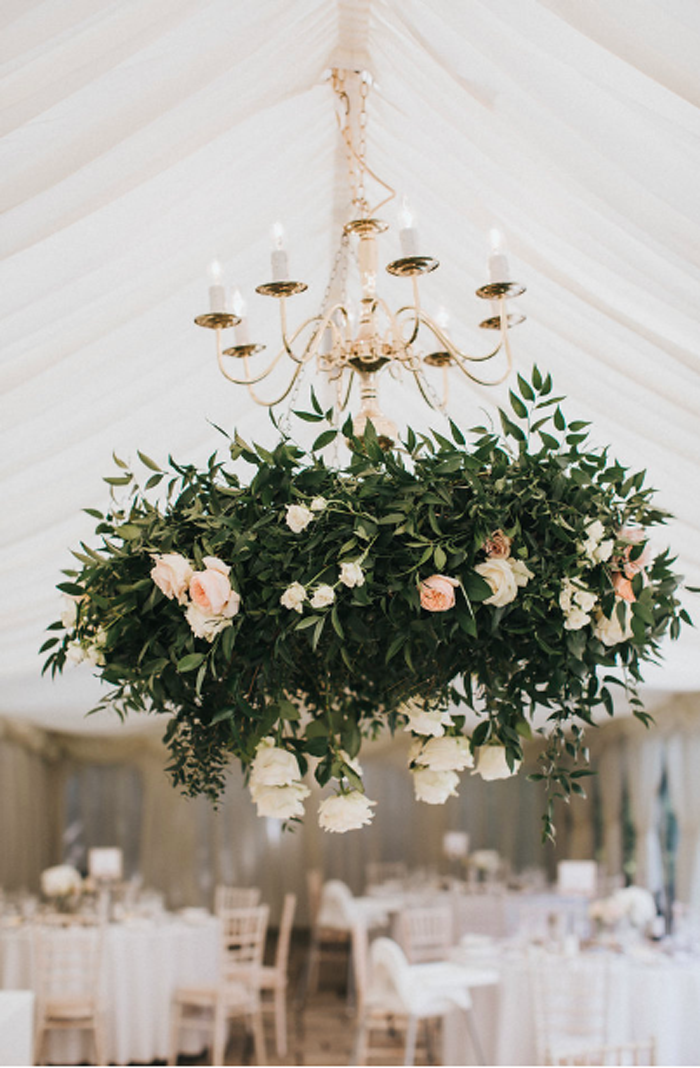 Hanging flower hoop Birtsmorton Court florist Passion for Flowers