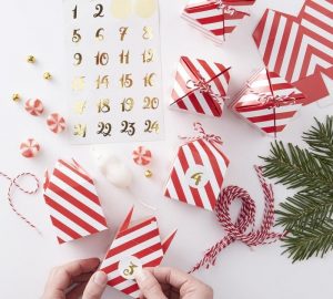 Fill your own advent calendar boxes red gold