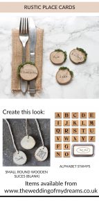 Rustic wedding place cards name place settings