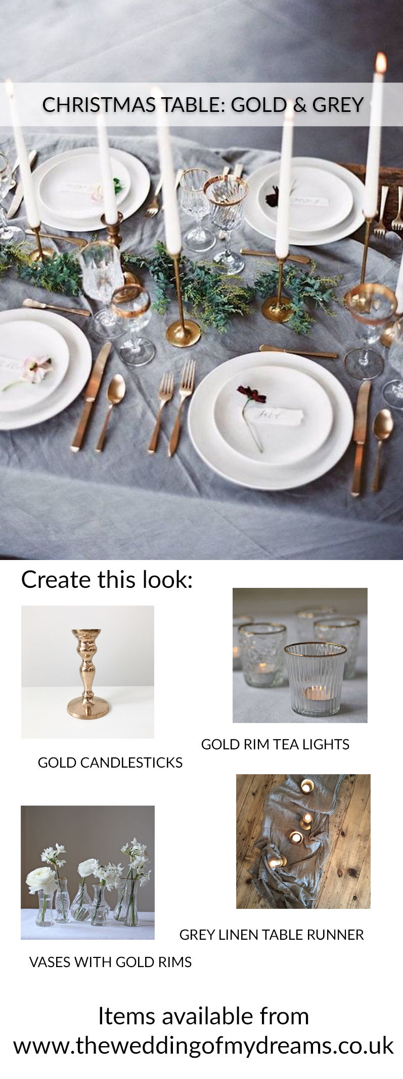 Christmas Table Styling Gold and Grey