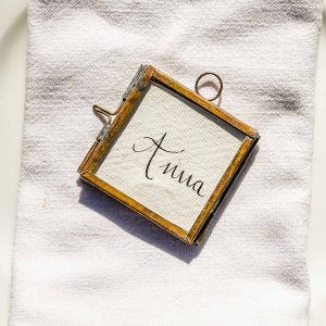 brass place cards wedding styling