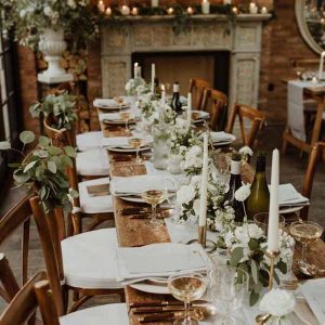 barn wedding with gold styling