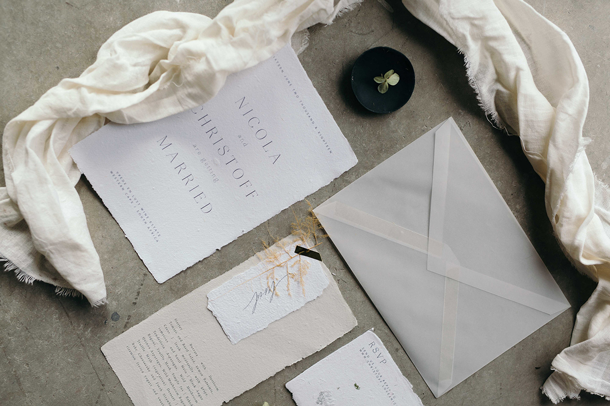 french inspired wedding stationery collection cotton handmade paper with torn edges