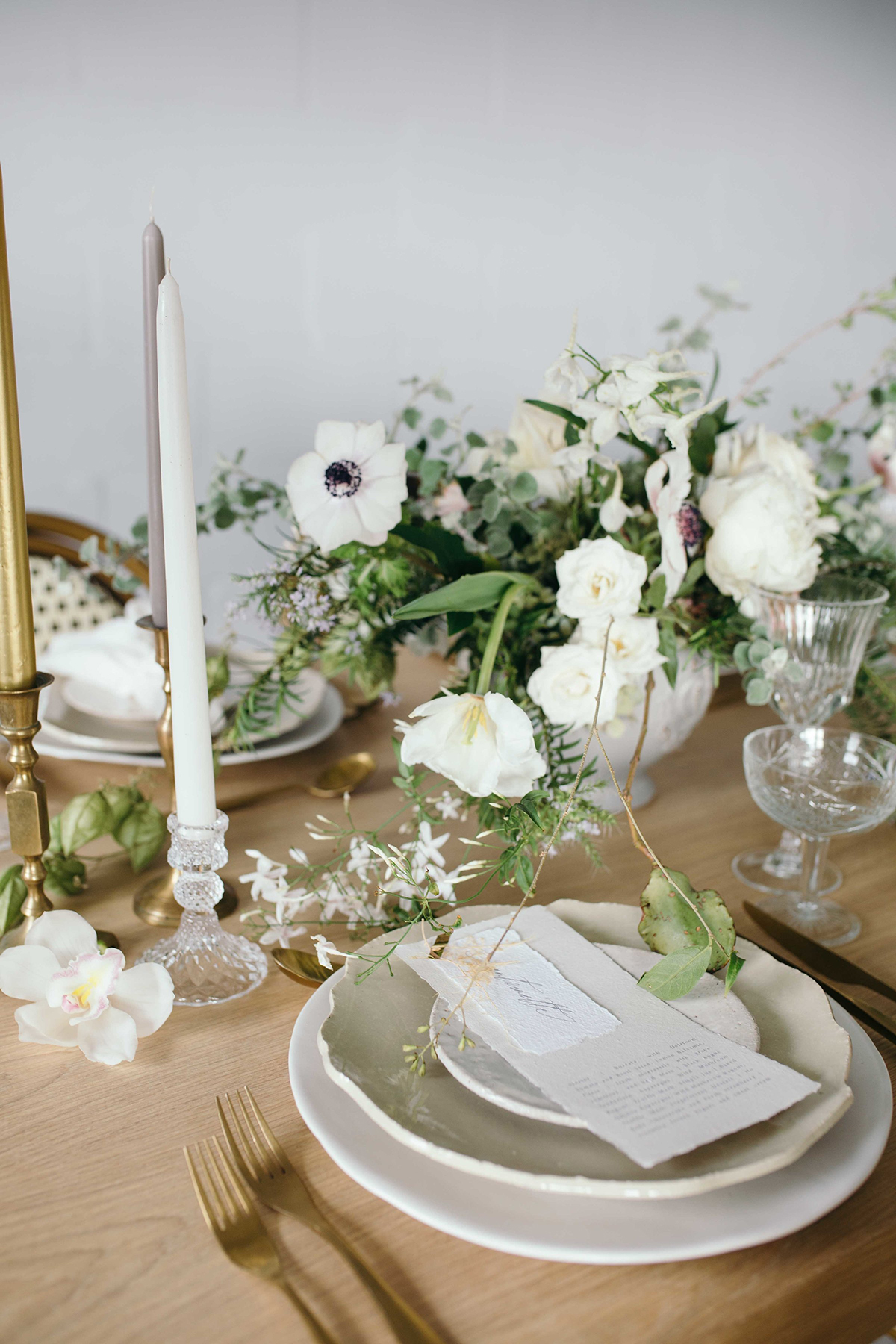 pressed glass and stone soft wedding colour palette pressed glass candlesticks available from The Wedding of my Dreams