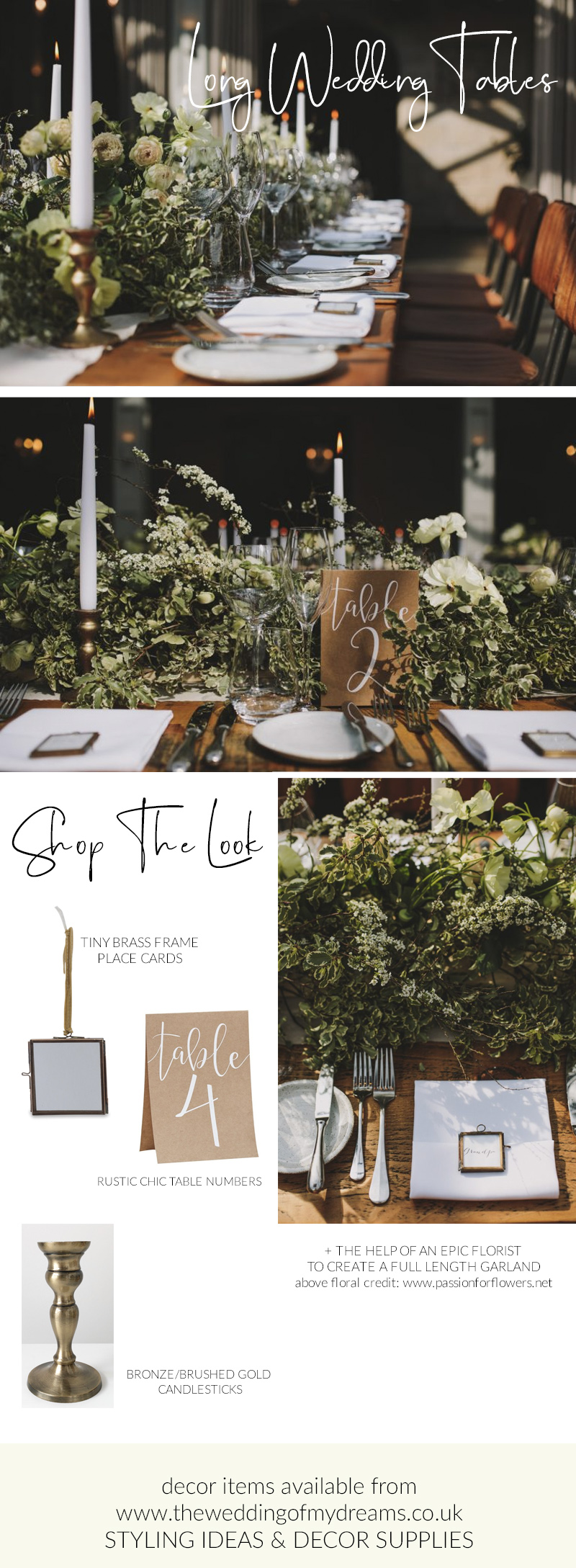 long table garlands with brass accent decor shop the look www.theweddingofmydreams.co