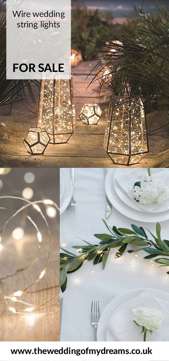 LED wire wedding string lights in lanterns