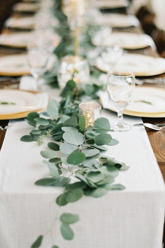 eucalyptus garlands wedding tables