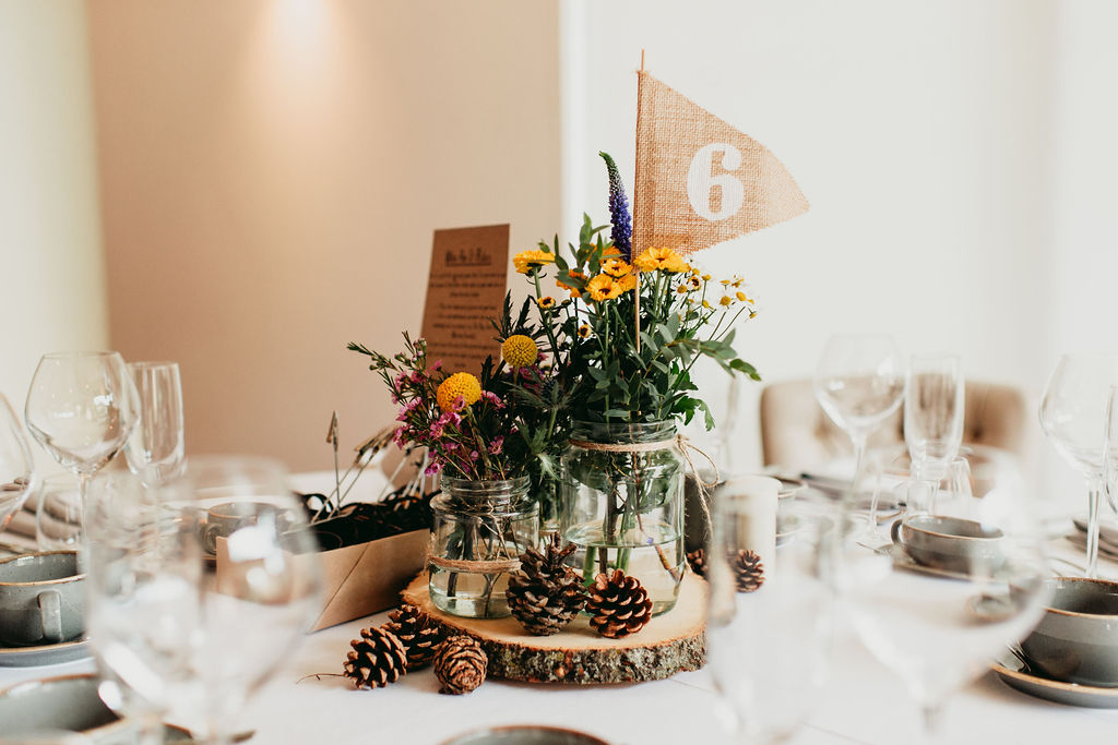 Tree slice rustic wedding centrepieces from The Wedding of my Dreams1