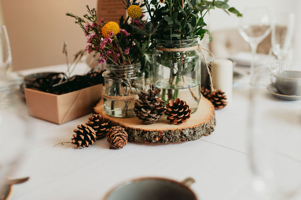 Tree slice rustic wedding centrepieces from The Wedding of my Dreams1