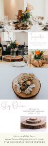 rustic barn wedding centrepieces tree slices ideas for sale