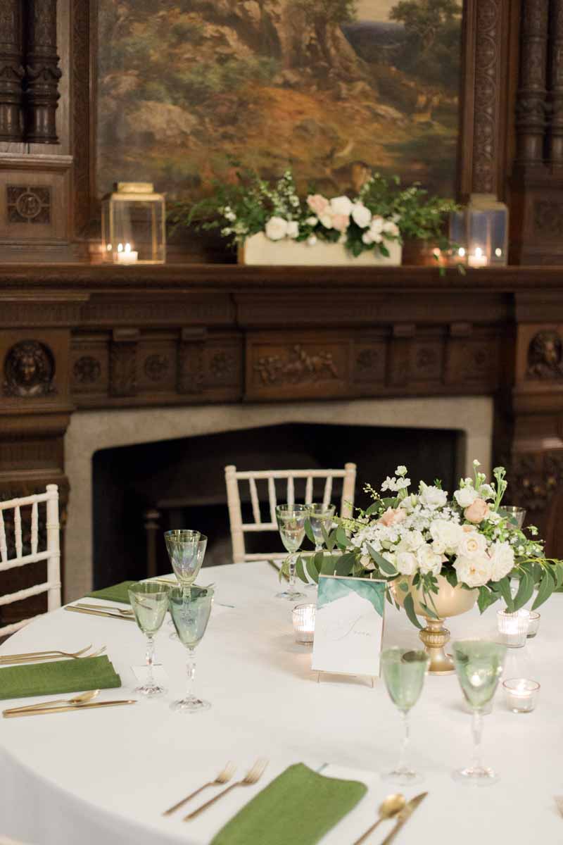 Gold footed bowls wedding centrepieces glass and gold tealights