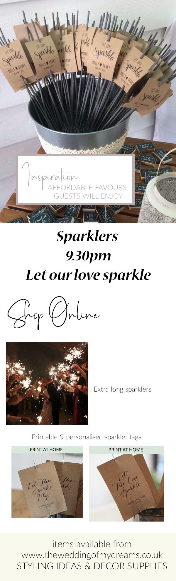 Affordable wedding favours sparklers and sparkler tags barn weddings