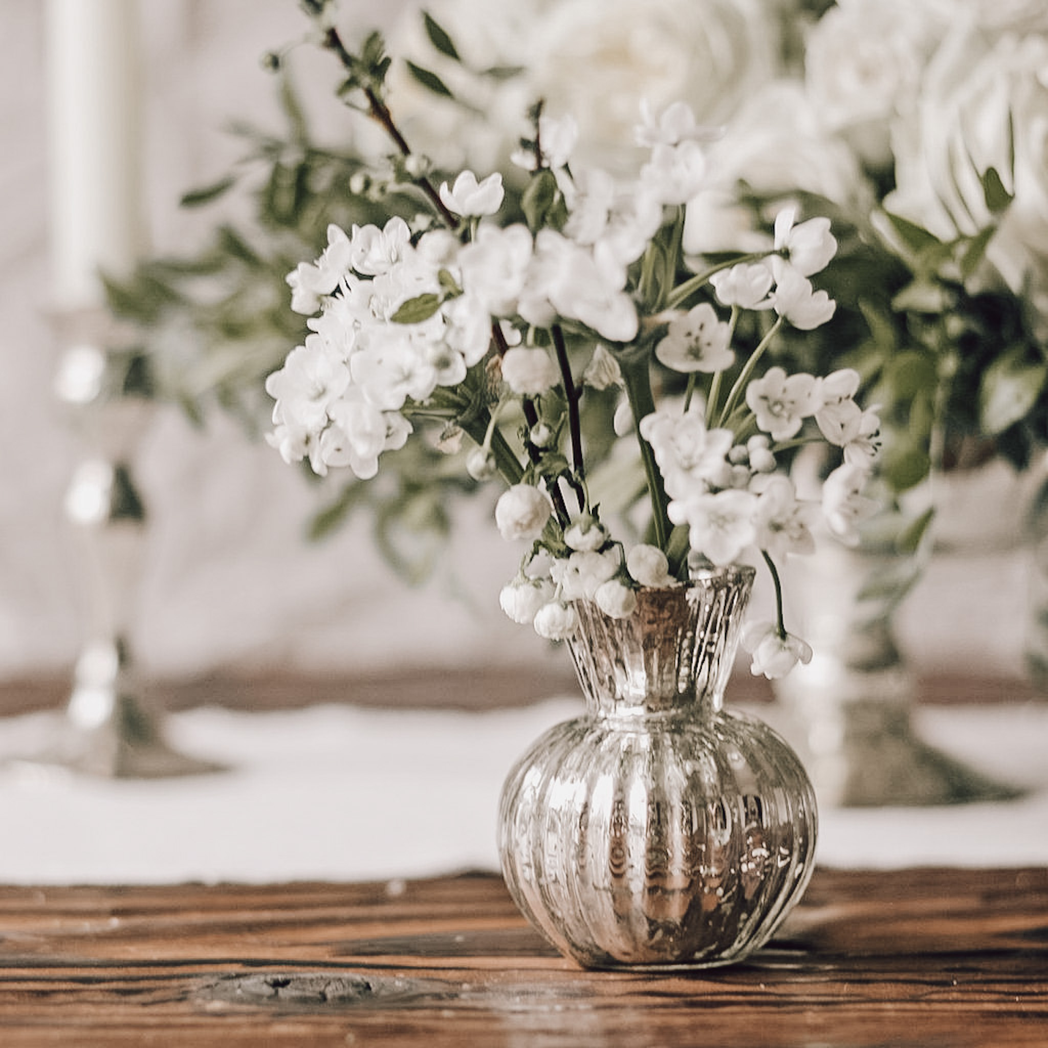 Silver Bud vases for weddings