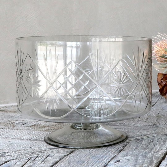 clear glass footed bowl
