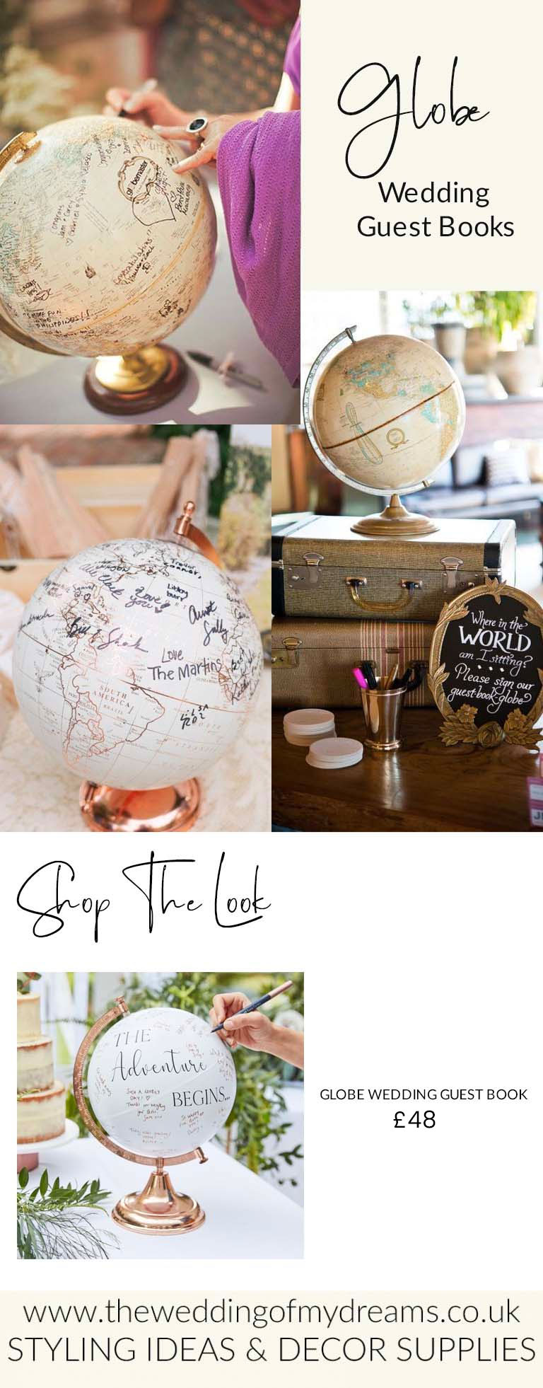 GLOBE WEDDING GUEST BOOKS FOR SALE
