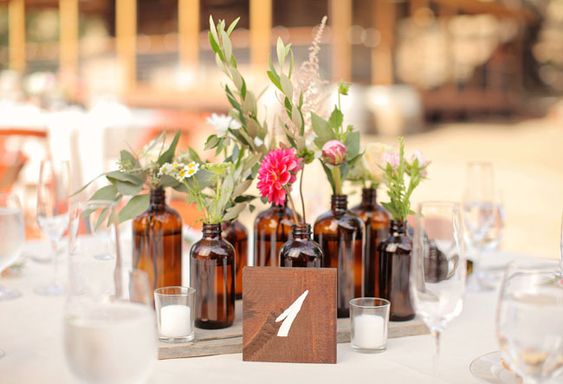 Assorted Amber Glass Vintage Bud Vases