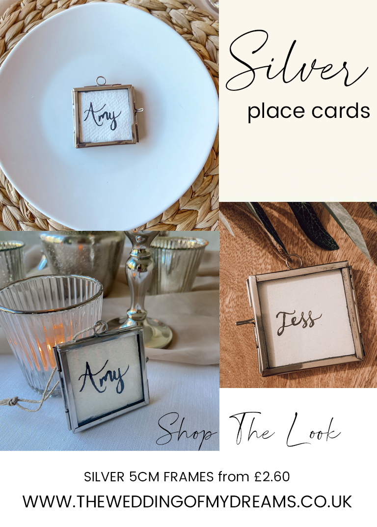 SILVER PLACE CARD FRAMES WEDDING PLACE SETTINGS