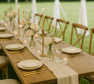 elegant neutral wedding table styling decor uk