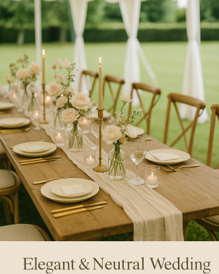 elegant neutral wedding table styling decor uk