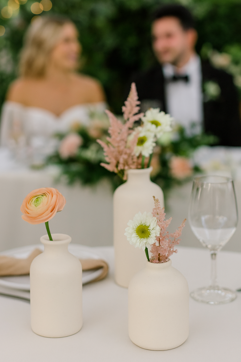 Neutral Ceramic Bud Vases - Set of 3 UK Wedding Centrepiece Table Styling