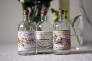 french inspired glass bottles for flowers