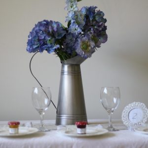 Galvanised Silver Jug wedding table decoration