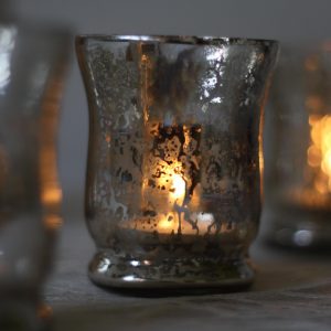 distressed silver tea light holder