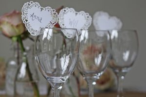 Lace Heart Name Card For Glass