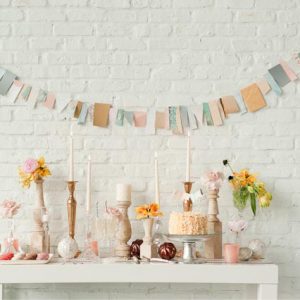 pastel pink blue wedding bunting