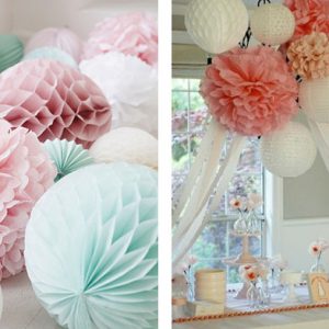 paper pom poms pastel