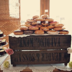 rustic wedding dessert table wooden crates